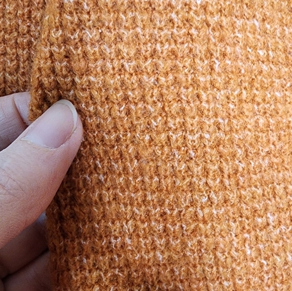 Gap Pumpkin Orange Waffle-Stitch Mockneck Sweater M - Picture 3 of 6